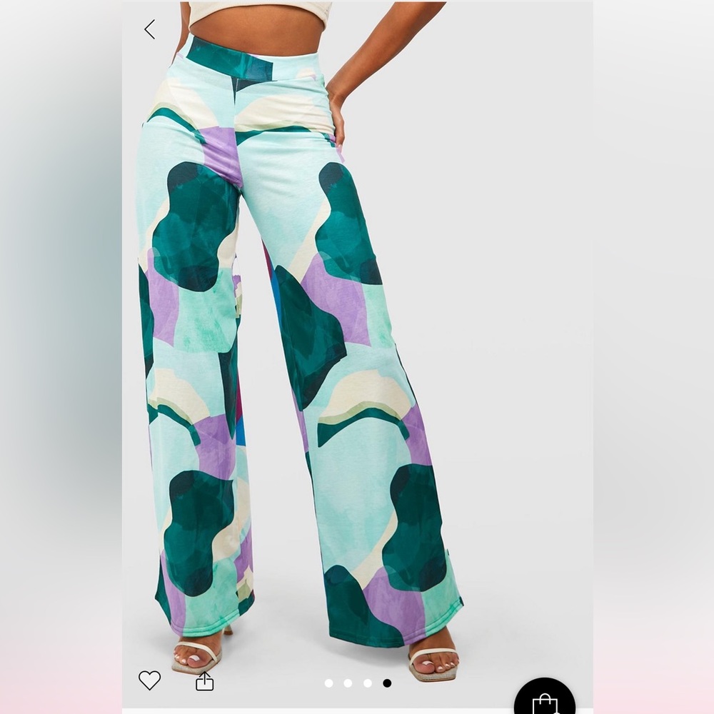 Boohoo Green Abstract Pants